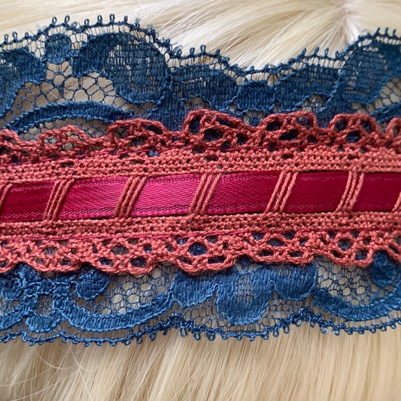 1920s floral - headband blue with antique flowers handmade - lace - Picture 5 of 8